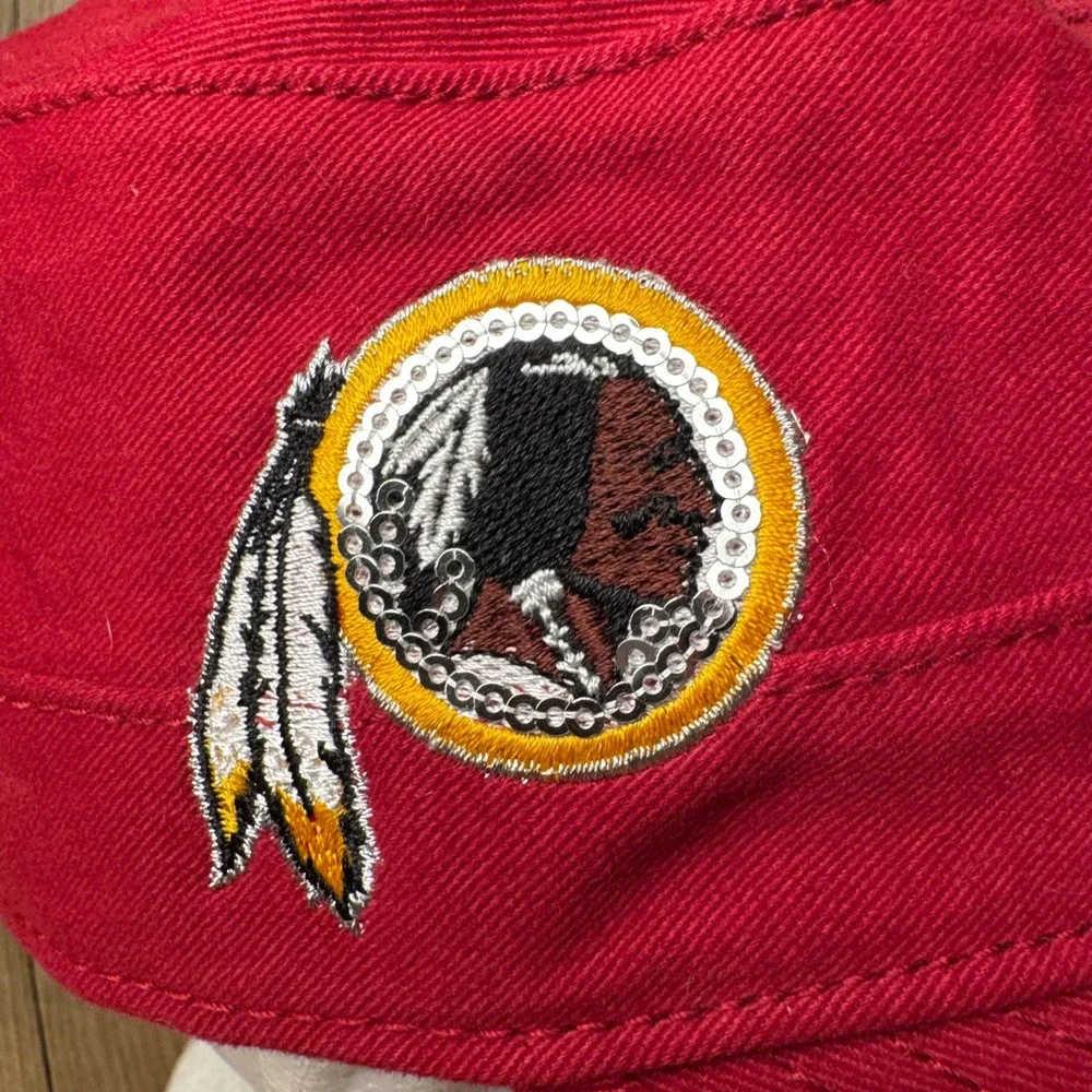 NFL Washington Redskins Womens Red Military‎ Cap Hat Sequin Logo Adjustable